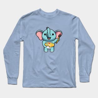 cute elephant being artist Long Sleeve T-Shirt